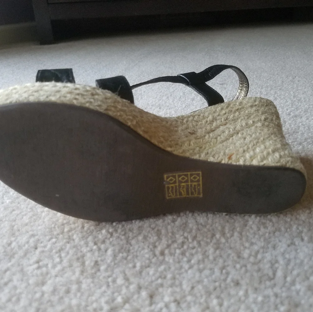 Black Espadrilles Criss Cross Wedges Sandals from Spain size 7